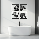 Elephant Silhouette 4-Piece Metal Wall Art – Modern Tribal Design- KAF374