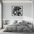 Elephant Silhouette 4-Piece Metal Wall Art – Modern Tribal Design- KAF374
