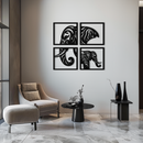 Elephant Silhouette 4-Piece Metal Wall Art – Modern Tribal Design- KAF374