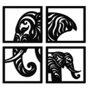 Elephant Silhouette 4-Piece Metal Wall Art – Modern Tribal Design- KAF374