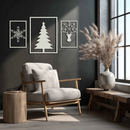 Christmas Tree & Reindeer Metal Wall Art Set – 3 Piece Modern Holiday Decor- KAF377