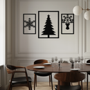 Christmas Tree & Reindeer Metal Wall Art Set – 3 Piece Modern Holiday Decor- KAF377