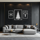 Christmas Tree & Reindeer Metal Wall Art Set – 3 Piece Modern Holiday Decor- KAF377