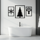 Christmas Tree & Reindeer Metal Wall Art Set – 3 Piece Modern Holiday Decor- KAF377