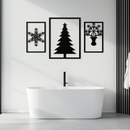 Christmas Tree & Reindeer Metal Wall Art Set – 3 Piece Modern Holiday Decor- KAF377