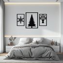 Christmas Tree & Reindeer Metal Wall Art Set – 3 Piece Modern Holiday Decor- KAF377