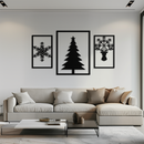 Christmas Tree & Reindeer Metal Wall Art Set – 3 Piece Modern Holiday Decor- KAF377