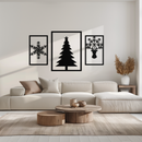 Christmas Tree & Reindeer Metal Wall Art Set – 3 Piece Modern Holiday Decor- KAF377
