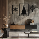 Christmas Tree & Reindeer Metal Wall Art Set – 3 Piece Modern Holiday Decor- KAF377