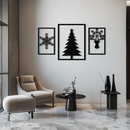 Christmas Tree & Reindeer Metal Wall Art Set – 3 Piece Modern Holiday Decor- KAF377