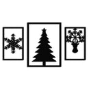 Christmas Tree & Reindeer Metal Wall Art Set – 3 Piece Modern Holiday Decor- KAF377