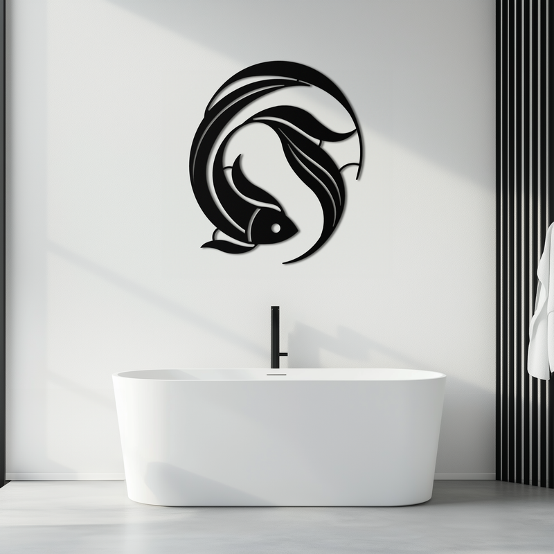 Japanese fish Metal Wall Art – Elegant Minimalist Ocean Decor- KAF379