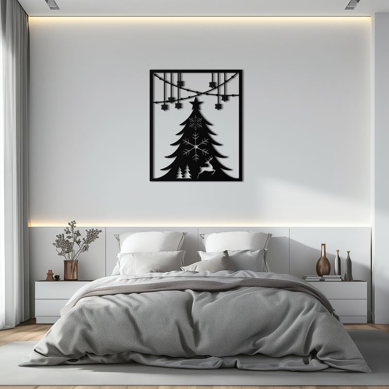 Christmas Tree Metal Wall Art – Elegant Holiday Silhouette Décor- KAF380