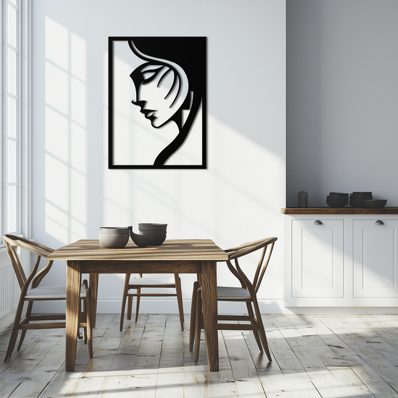 Elegant Woman Silhouette Metal Wall Art – Stylish Female Figure Home Decor- KAF381