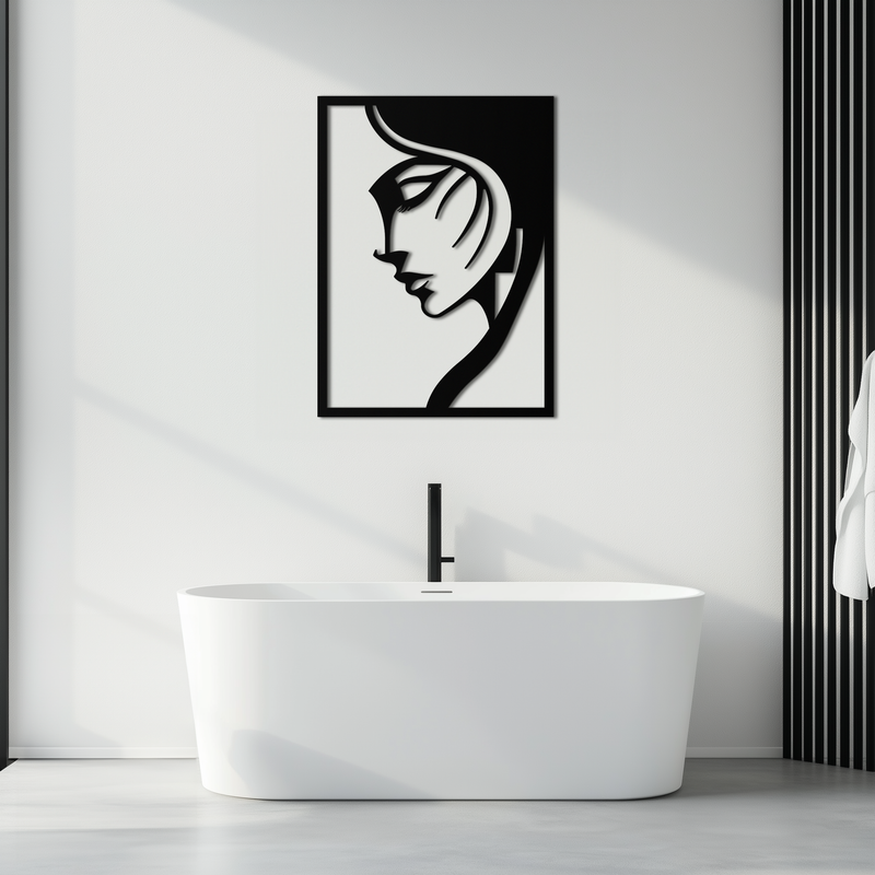 Elegant Woman Silhouette Metal Wall Art – Stylish Female Figure Home Decor- KAF381