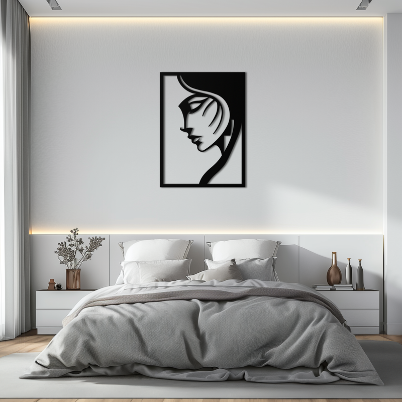 Elegant Woman Silhouette Metal Wall Art – Stylish Female Figure Home Decor- KAF381