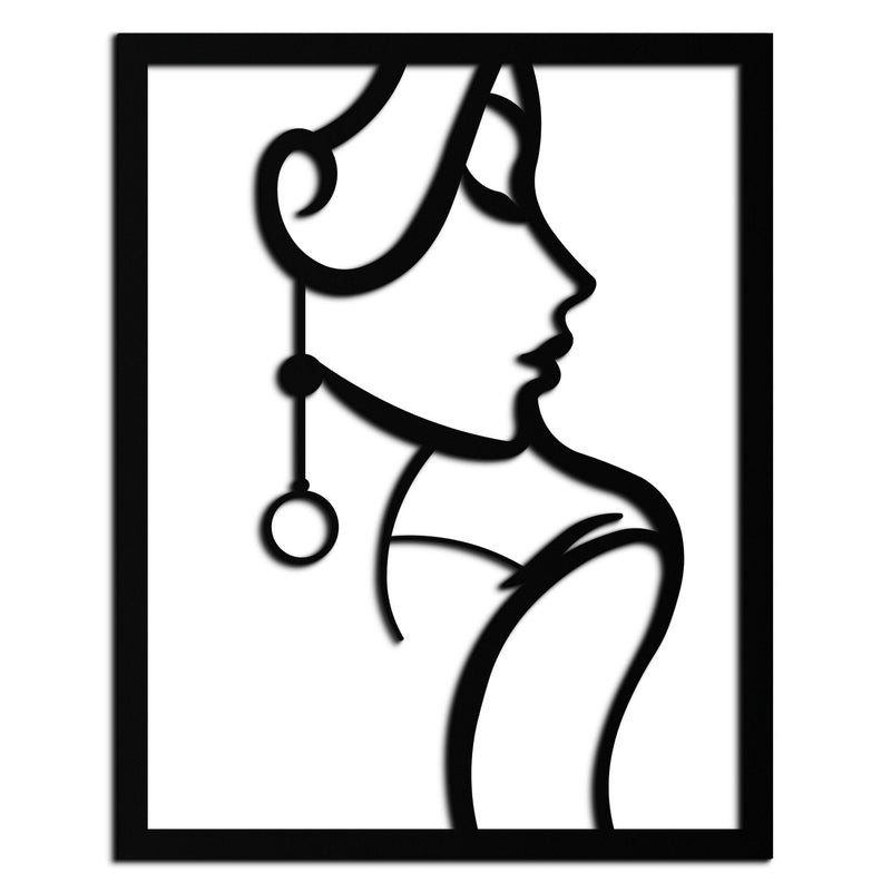 Elegant Female Silhouette Metal Wall Art – Graceful Lady Framed Steel Decor- KAF383