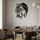 Woman with Flower Metal Wall Art – Elegant Female Silhouette Steel Decor- KAF385