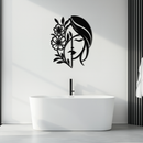 Woman with Flower Metal Wall Art – Elegant Female Silhouette Steel Decor- KAF385