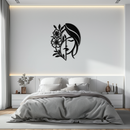 Woman with Flower Metal Wall Art – Elegant Female Silhouette Steel Decor- KAF385