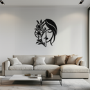 Woman with Flower Metal Wall Art – Elegant Female Silhouette Steel Decor- KAF385