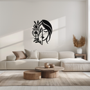 Woman with Flower Metal Wall Art – Elegant Female Silhouette Steel Decor- KAF385