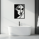 Geometric Woman Silhouette Metal Wall Art – Abstract Female Line Art Decor- KAF386