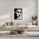 Geometric Woman Silhouette Metal Wall Art – Abstract Female Line Art Decor- KAF386