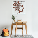 WOMAN WITH FLOWER Metal Wall Art – Modern Silhouette Steel Decor- KAF387