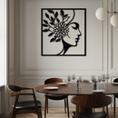 WOMAN WITH FLOWER Metal Wall Art – Modern Silhouette Steel Decor- KAF387