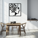 WOMAN WITH FLOWER Metal Wall Art – Modern Silhouette Steel Decor- KAF387