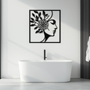 WOMAN WITH FLOWER Metal Wall Art – Modern Silhouette Steel Decor- KAF387