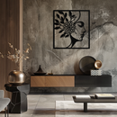 WOMAN WITH FLOWER Metal Wall Art – Modern Silhouette Steel Decor- KAF387