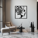 WOMAN WITH FLOWER Metal Wall Art – Modern Silhouette Steel Decor- KAF387