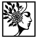WOMAN WITH FLOWER Metal Wall Art – Modern Silhouette Steel Decor- KAF387