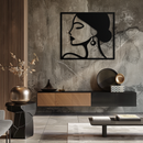 Female Silhouette Metal Wall Art – Elegant Modern Black Abstract Home Decor- KAF389