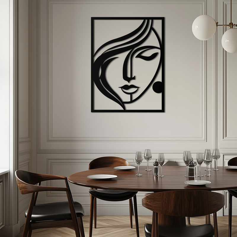 Woman Silhouette Metal Wall Art – Elegant Minimalist Female Figure Decor for Modern Spaces- KAF392