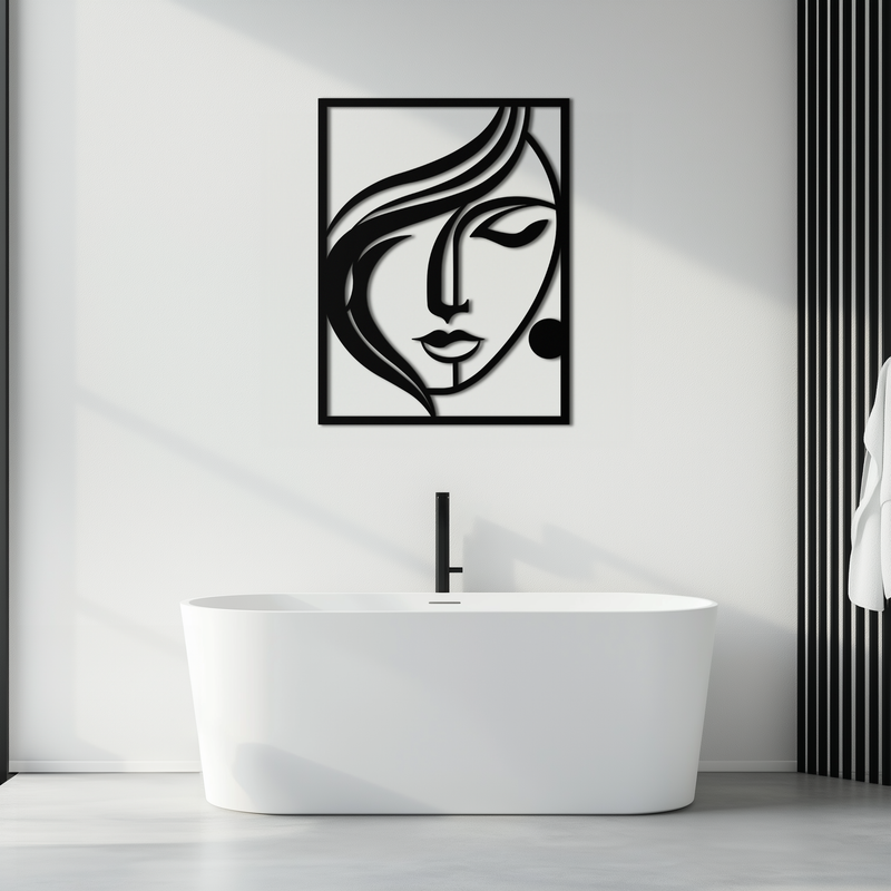 Woman Silhouette Metal Wall Art – Elegant Minimalist Female Figure Decor for Modern Spaces- KAF392