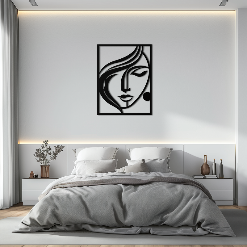 Woman Silhouette Metal Wall Art – Elegant Minimalist Female Figure Decor for Modern Spaces- KAF392