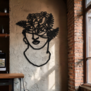 Floral Greek Statue Line Art – Modern Abstract Face Metal Wall Decor- KAF394