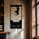 Cute Cat and Kitten Metal Wall Art – Playful Hanging Cat Silhouette Steel Decor for Pet Lovers and Home Interiors- KAF407