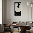 Cute Cat and Kitten Metal Wall Art – Playful Hanging Cat Silhouette Steel Decor for Pet Lovers and Home Interiors- KAF407