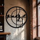 Golden Ratio Birds Metal Wall Art – Fibonacci Spiral and Birds Silhouette Black Steel Decor for Modern Interiors- KAF410