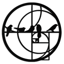 Golden Ratio Birds Metal Wall Art – Fibonacci Spiral and Birds Silhouette Black Steel Decor for Modern Interiors- KAF410