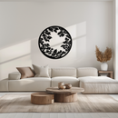 Round Leafy Branches Metal Wall Art – Nature Inspired Circular Black Steel Decor for Modern Interior and Garden- KAF411