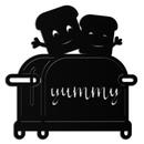 Cute Yummy Toast Metal Wall Art – Playful Kitchen Decor with Smiling Toast Characters on Toaster for Modern Home- KAF412