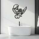 Flying Cats with Parachute Metal Wall Art – Adorable Winged Cat & Kitten Steel Decor for Kids Room and Nursery- KAF413