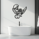 Flying Cats with Parachute Metal Wall Art – Adorable Winged Cat & Kitten Steel Decor for Kids Room and Nursery- KAF413