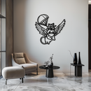 Flying Cats with Parachute Metal Wall Art – Adorable Winged Cat & Kitten Steel Decor for Kids Room and Nursery- KAF413