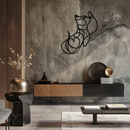 Dog and Butterfly Line Art Metal Wall Decor – Minimalist Pet Silhouette Black Steel Artwork for Home Interiors- KAF414